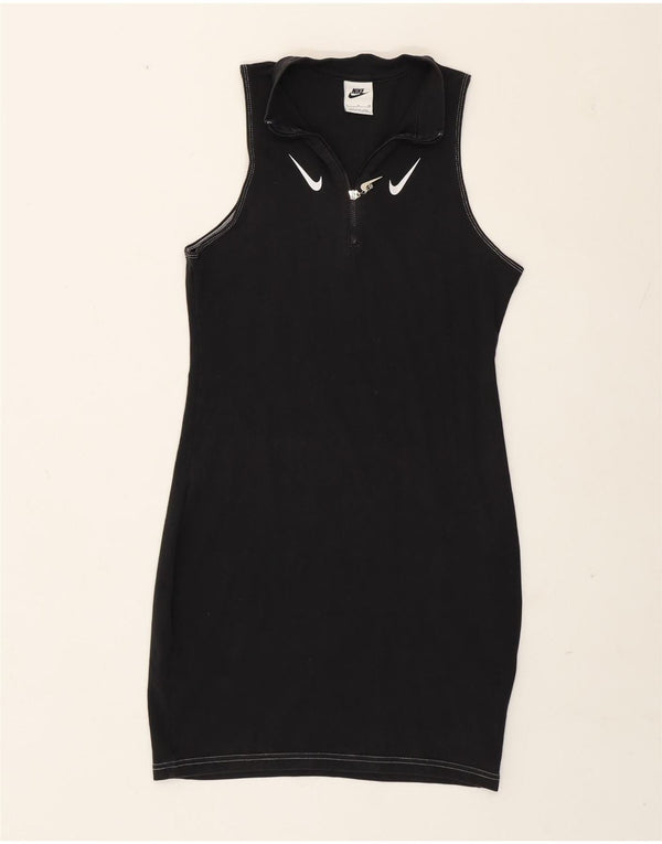 Nike Womens Zip Neck Sleeveless Polo Dress UK 8 Small Black Cotton Sports