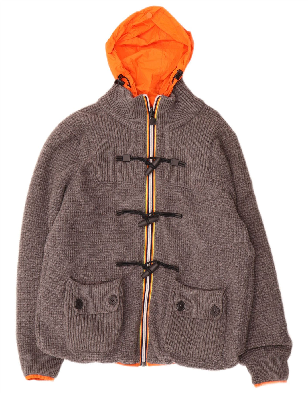 K-WAY Mens Hooded Reversible Jacket UK 36 Small Grey Polyamide