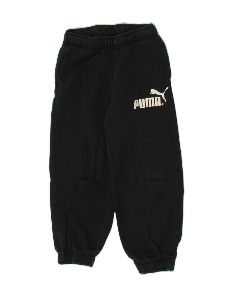 PUMA Boys Graphic Tracksuit Trousers Joggers 7-8 Years Black Cotton | Vintage Puma | Thrift | Second-Hand Puma | Used Clothing | Messina Hembry 