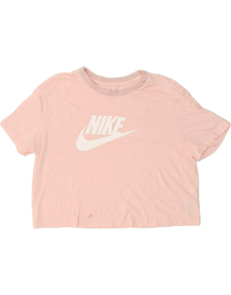 NIKE Womens Crop Loose Fit Graphic T-Shirt Top UK 16 Large Pink Cotton | Vintage Nike | Thrift | Second-Hand Nike | Used Clothing | Messina Hembry 