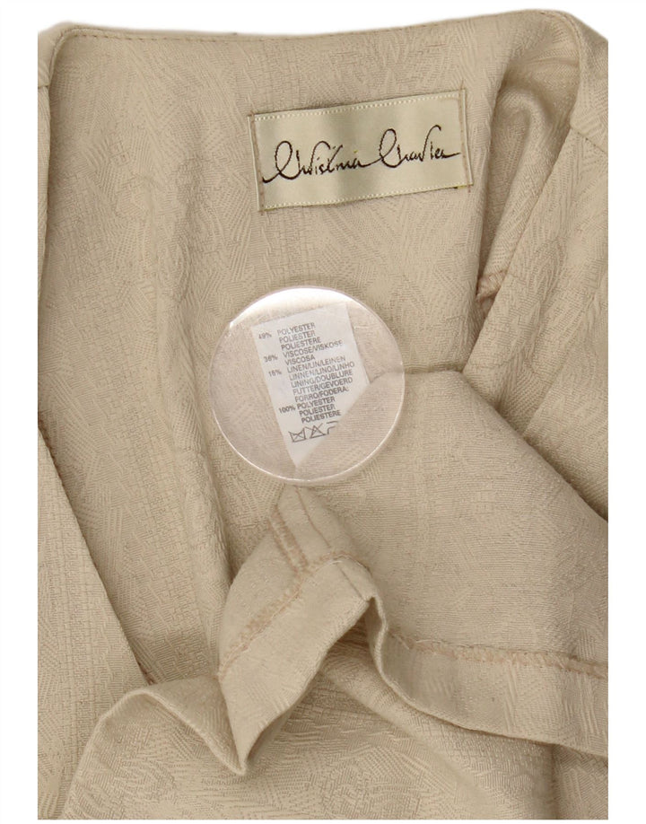 Vintage Womens Short Sleeve Longline Blazer Jacket UK 8 Small Beige Classic