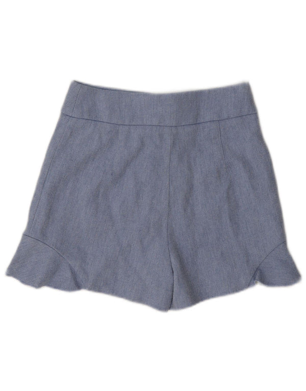 Zara Womens Wide Leg High Waist Casual Shorts XS W24 Blue Cotton
