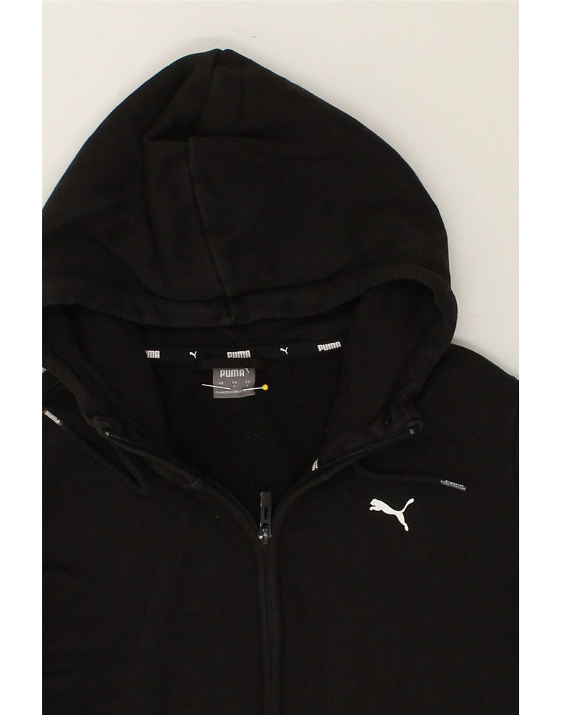 PUMA Womens Zip Hoodie Sweater UK 10 Small Black Cotton | Vintage Puma | Thrift | Second-Hand Puma | Used Clothing | Messina Hembry 