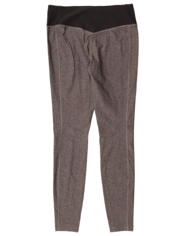 NIKE Womens Dri Fit Leggings UK 12 Medium  Grey Colourblock Polyester