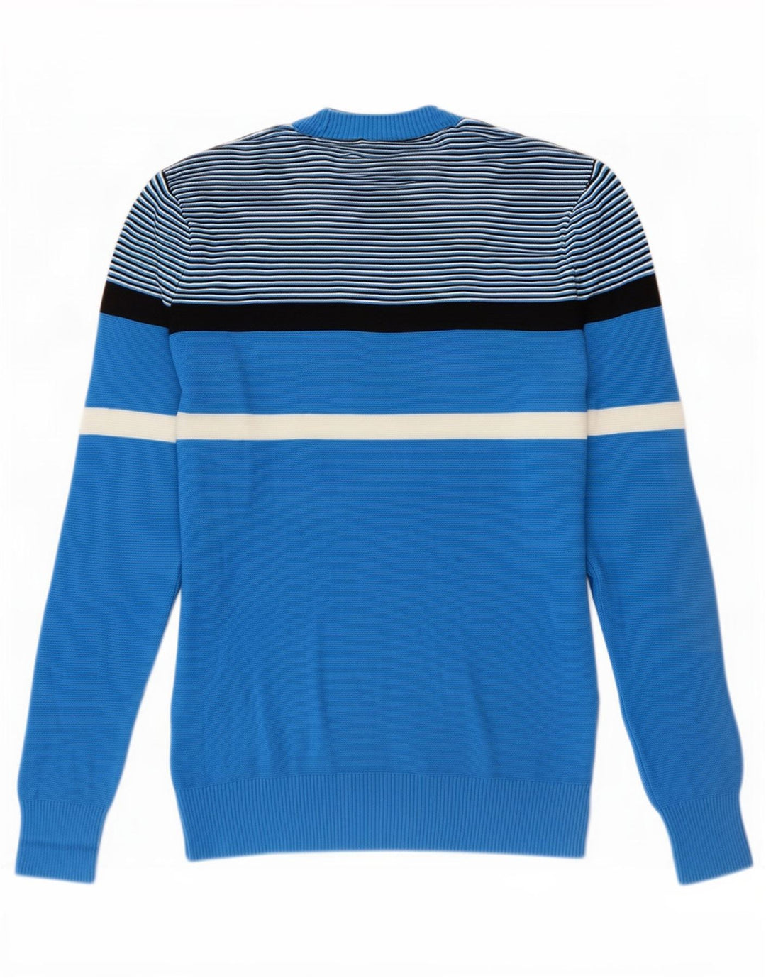 Diesel Mens Crew Neck Jumper Sweater Small Blue Colourblock Cotton