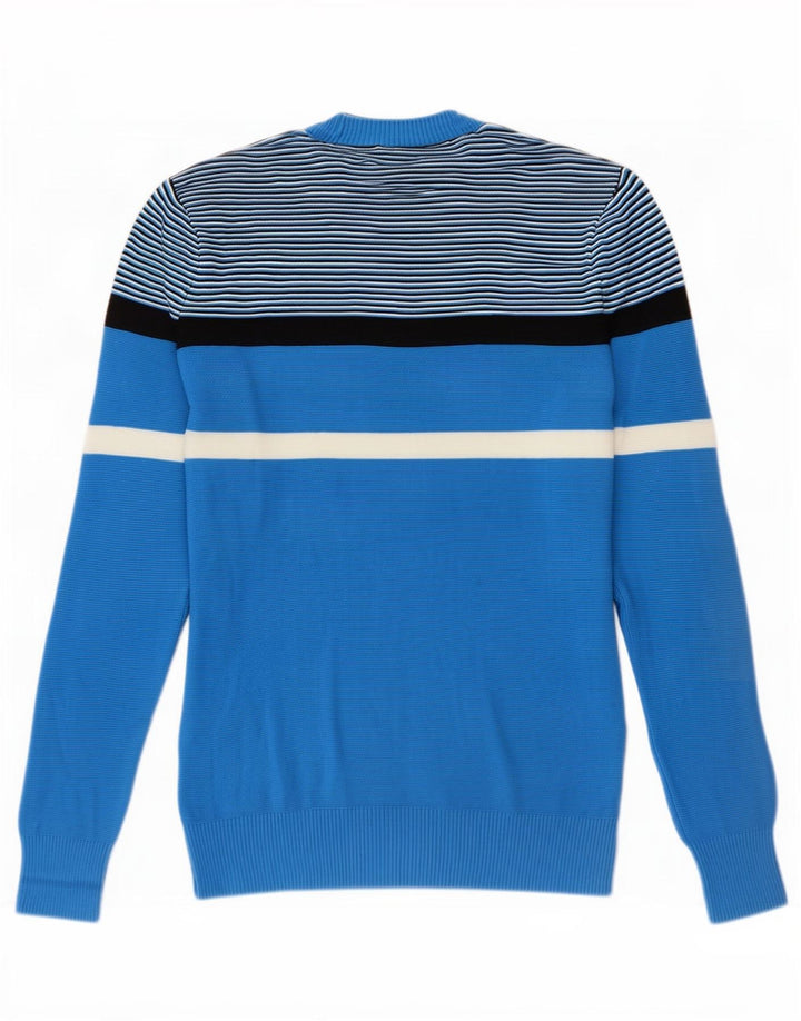 Diesel Mens Crew Neck Jumper Sweater Small Blue Colourblock Cotton