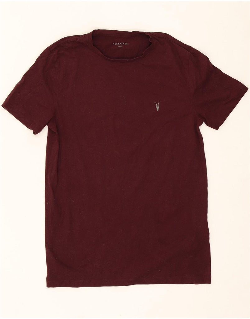 ALL SAINTS Mens T-Shirt Top Small Burgundy Cotton Vintage All Saints and Second-Hand All Saints from Messina Hembry 