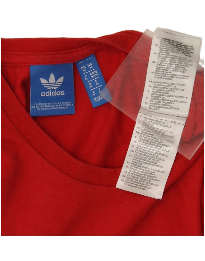Adidas Mens Graphic T-Shirt Top Medium Red Cotton