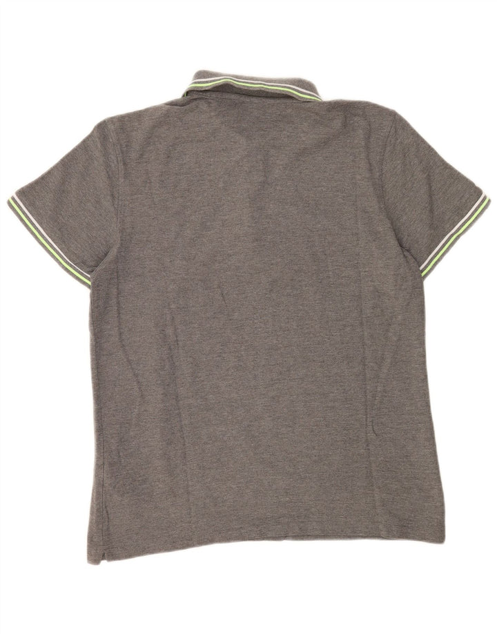 Lotto Mens Polo Shirt Large Grey Striped Cotton