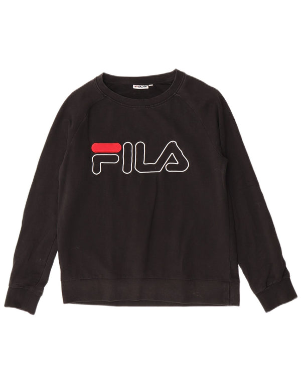 Fila Womens Graphic Sweatshirt Jumper Small Black Cotton