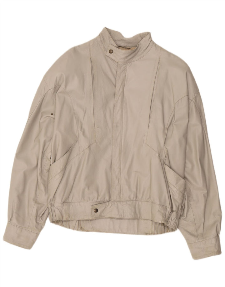 Moda Italiana Mens Leather Jacket IT 48 Medium Beige Leather