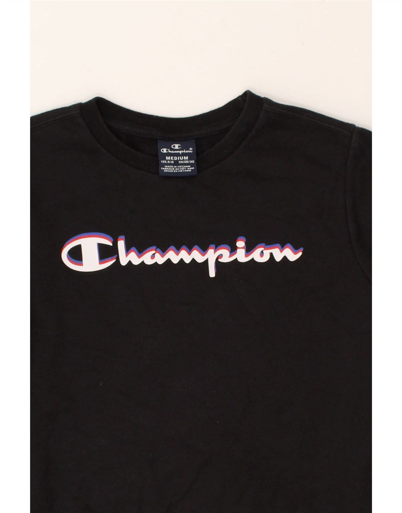 CHAMPION Boys Graphic Sweatshirt Jumper 9-10 Years Medium  Black Cotton | Vintage Champion | Thrift | Second-Hand Champion | Used Clothing | Messina Hembry 