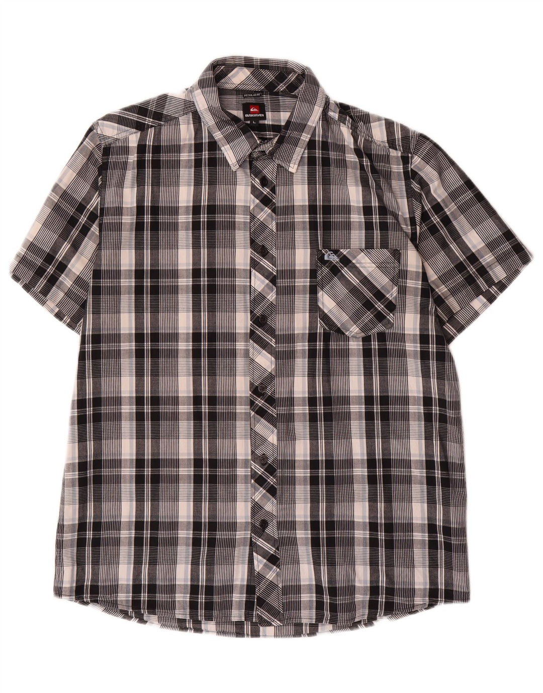 Quiksilver Mens Short Sleeve Shirt Large Black Check Cotton
