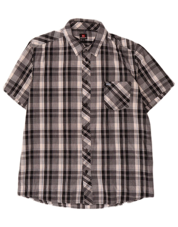 Quiksilver Mens Short Sleeve Shirt Large Black Check Cotton