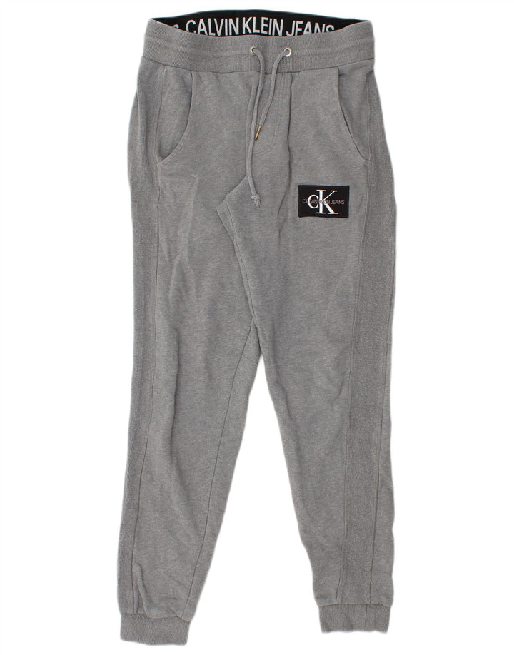 CALVIN KLEIN Mens Tracksuit Trousers Joggers Small  Grey Cotton