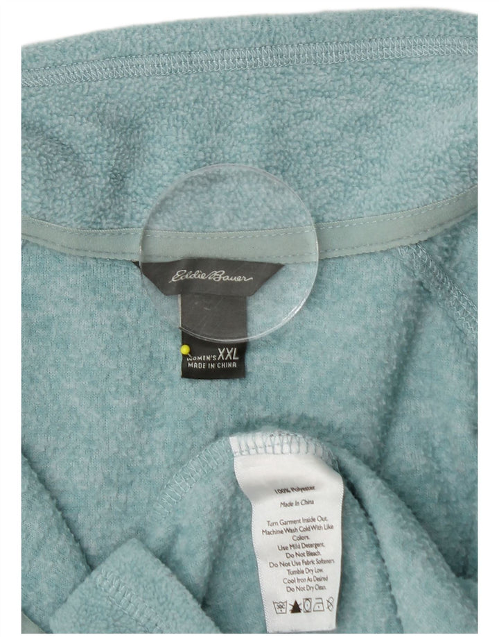 EDDIE BAUER Womens Zip Neck Fleece Jumper UK 20 2XL Turquoise Polyester