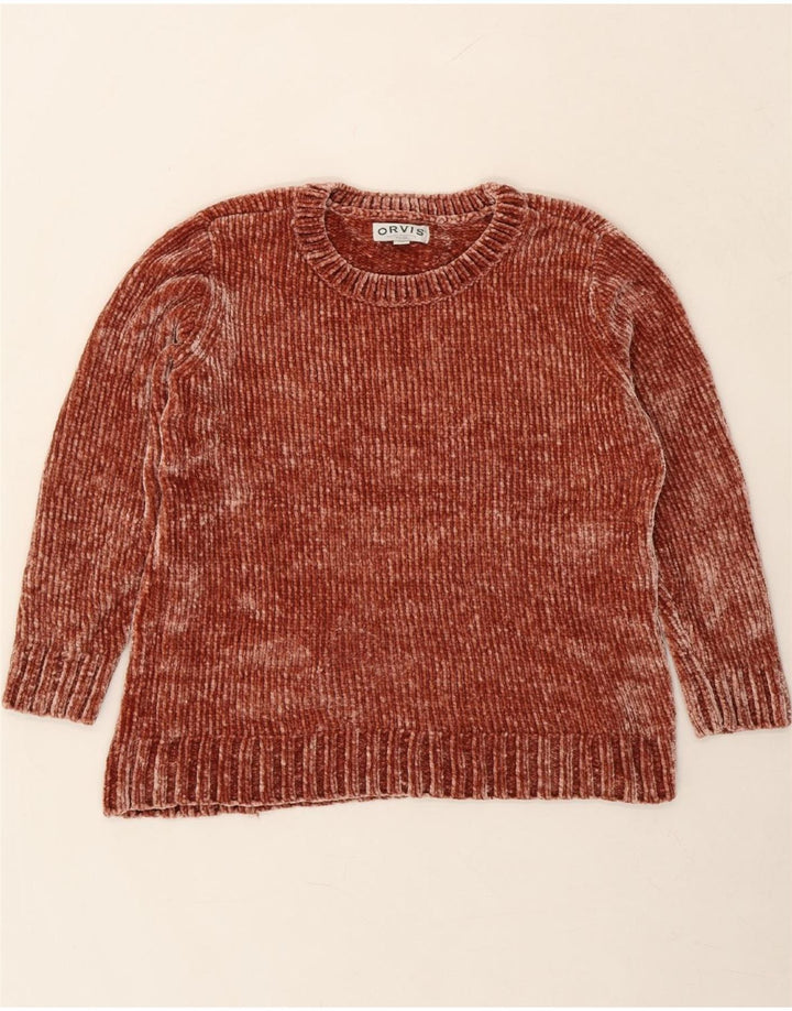 ORVIS Womens Crew Neck Jumper Sweater UK 16 Large Brown Flecked Polyester Vintage Orvis and Second-Hand Orvis from Messina Hembry 