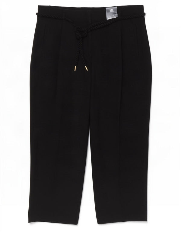 Marks & Spencer Womens Tapered Cropped Trousers UK 14 Large W32 L25 Black