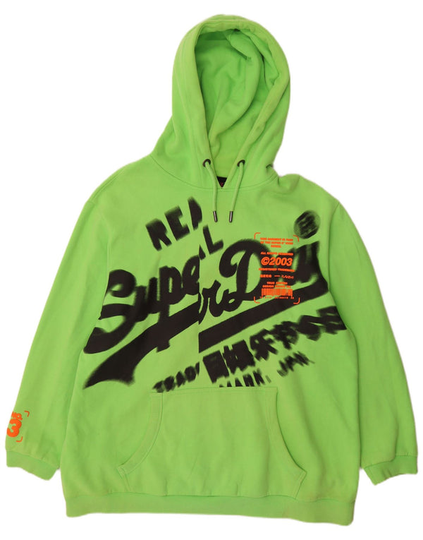 Superdry Mens Graphic Hoodie Jumper 3XL Green Cotton