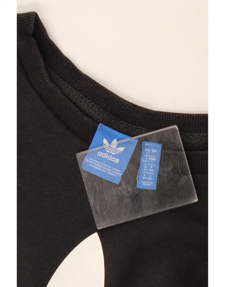 Adidas Womens Graphic Sweatshirt Jumper UK 12 Medium Black