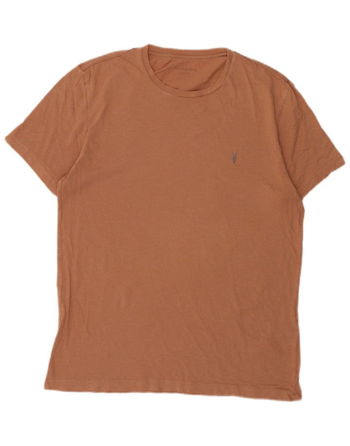 All Saints Mens T-Shirt Top Medium Brown Cotton