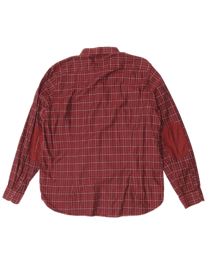 Ted Baker Mens Shirt Size 7 3XL Maroon Check Cotton
