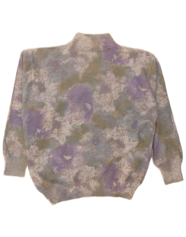 Vintage Womens Turtle Neck Jumper Sweater UK 14 Large Multicoloured Tie Dye