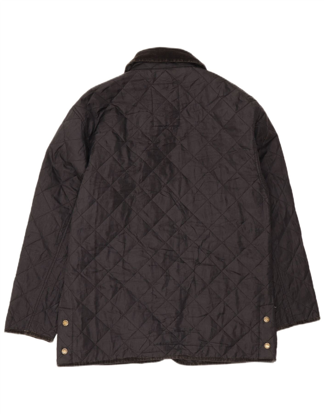Vintage Womens Quilted Jacket UK 14 Large Navy Blue Polyamide