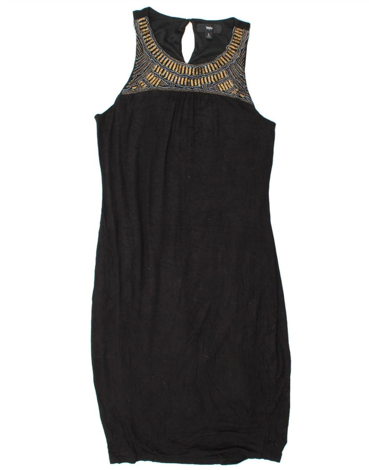 MOSSIMO Womens Sleeveless Bodycon Dress UK 14 Large Black Rayon Vintage Mossimo and Second-Hand Mossimo from Messina Hembry 