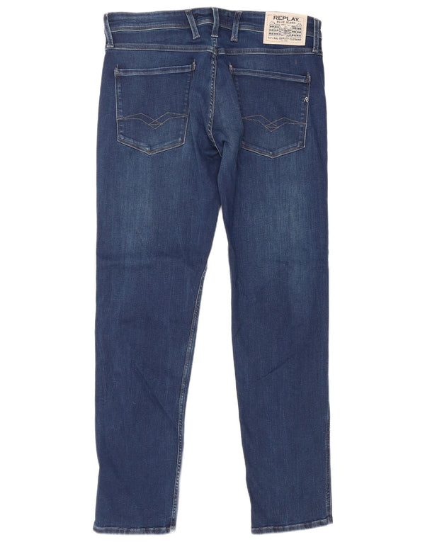 Replay Mens Slim Jeans W36 L32 Navy Blue Cotton
