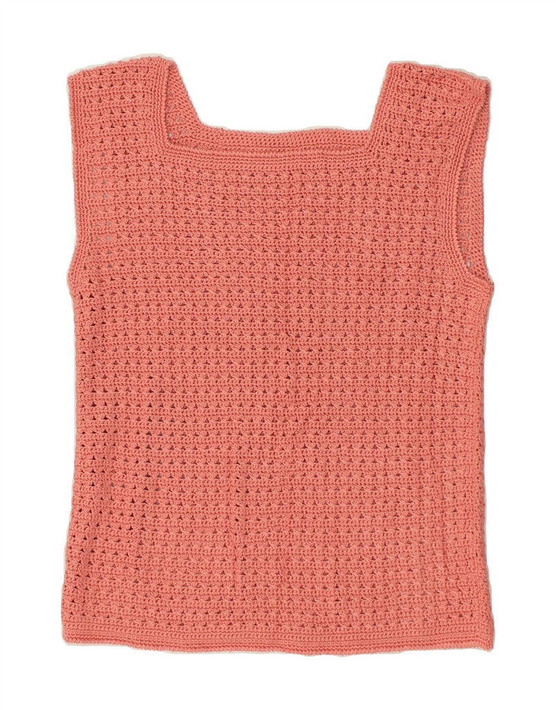 VINTAGE Womens Crochet Vest Top UK 14 Medium Pink | Vintage Vintage | Thrift | Second-Hand Vintage | Used Clothing | Messina Hembry 