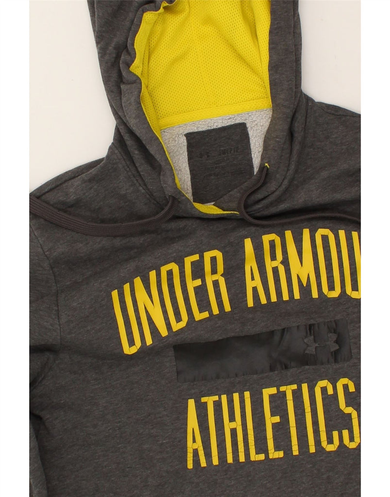 UNDER ARMOUR Mens Graphic Hoodie Jumper Small Grey Cotton Vintage Under Armour and Second-Hand Under Armour from Messina Hembry 