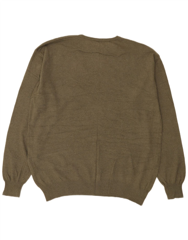 Kappa Mens Crew Neck Jumper Sweater 3XL Khaki Wool
