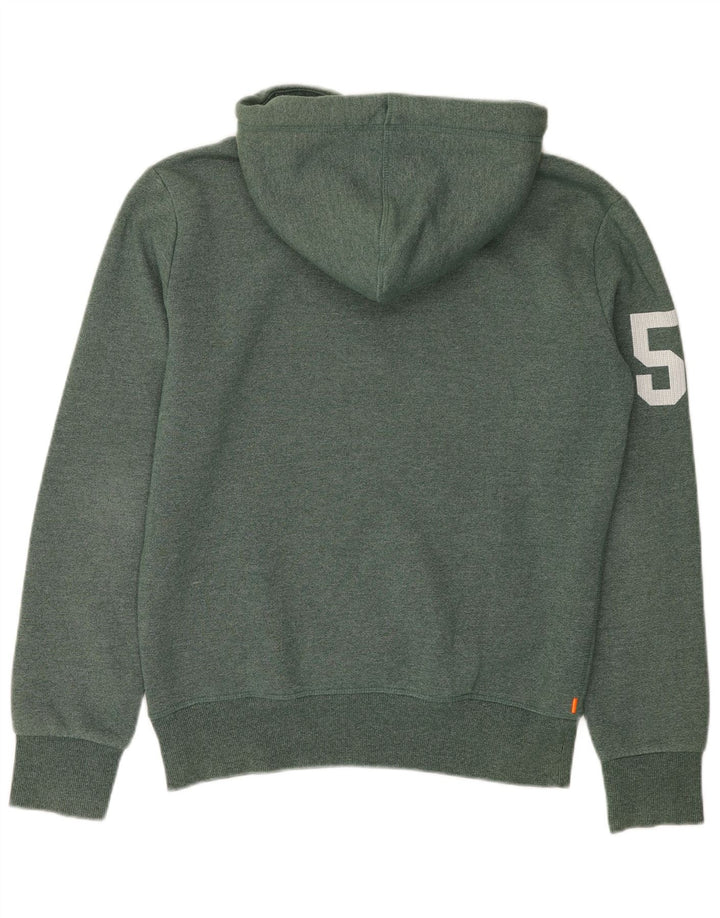 SUPERDRY Mens Graphic Hoodie Jumper Medium Green Flecked Cotton