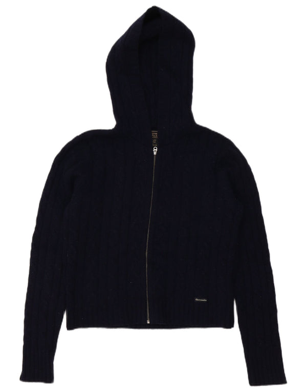Abercrombie & Fitch Womens Hooded Cardigan Sweater UK 16 Large Navy Blue