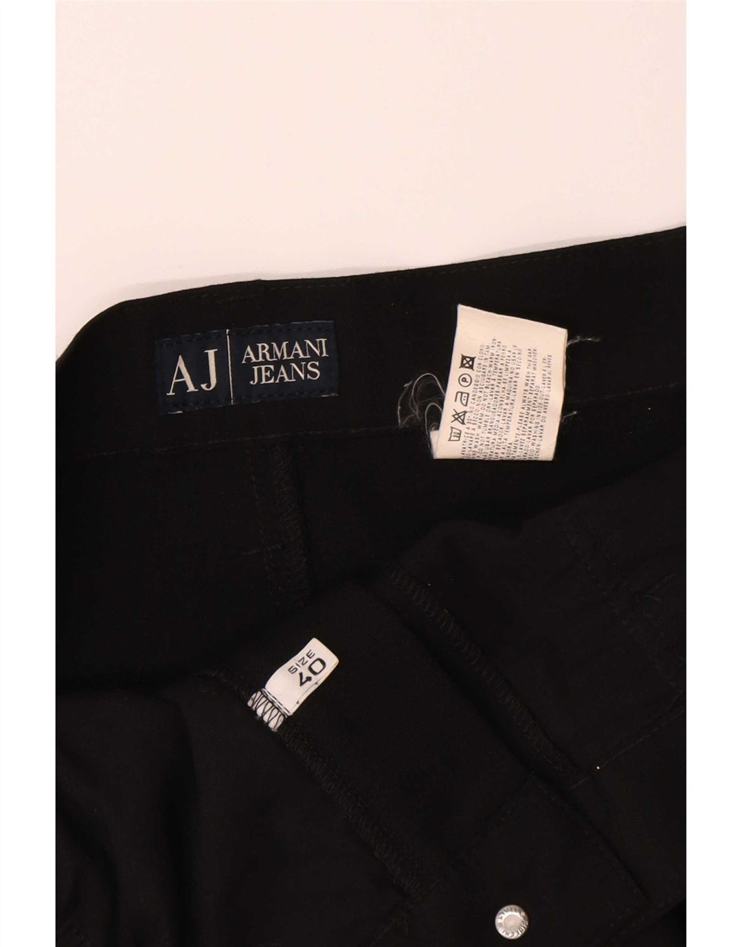 Armani Mens Straight Casual Trousers W40 L29 Black Polyester