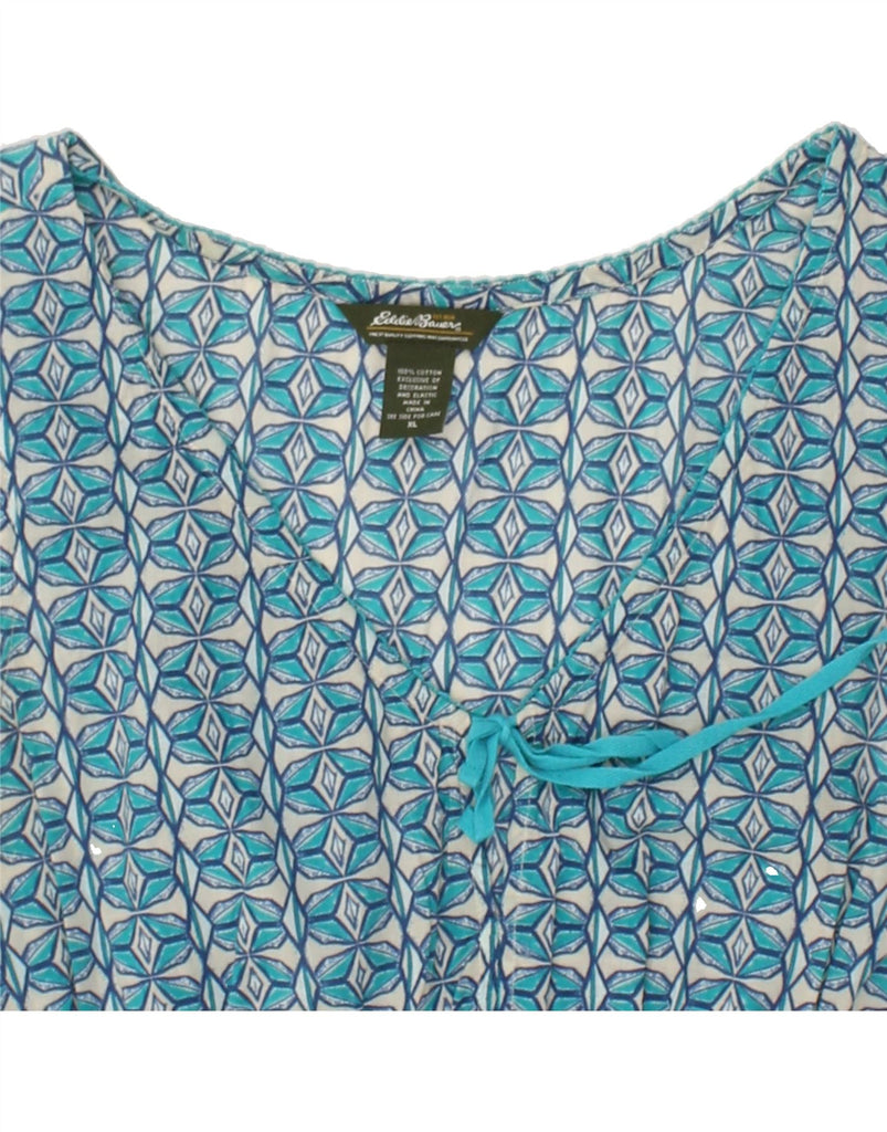 EDDIE BAUER Womens Abstract Pattern Sleeveless Blouse Top UK 18 XL Blue | Vintage Eddie Bauer | Thrift | Second-Hand Eddie Bauer | Used Clothing | Messina Hembry 