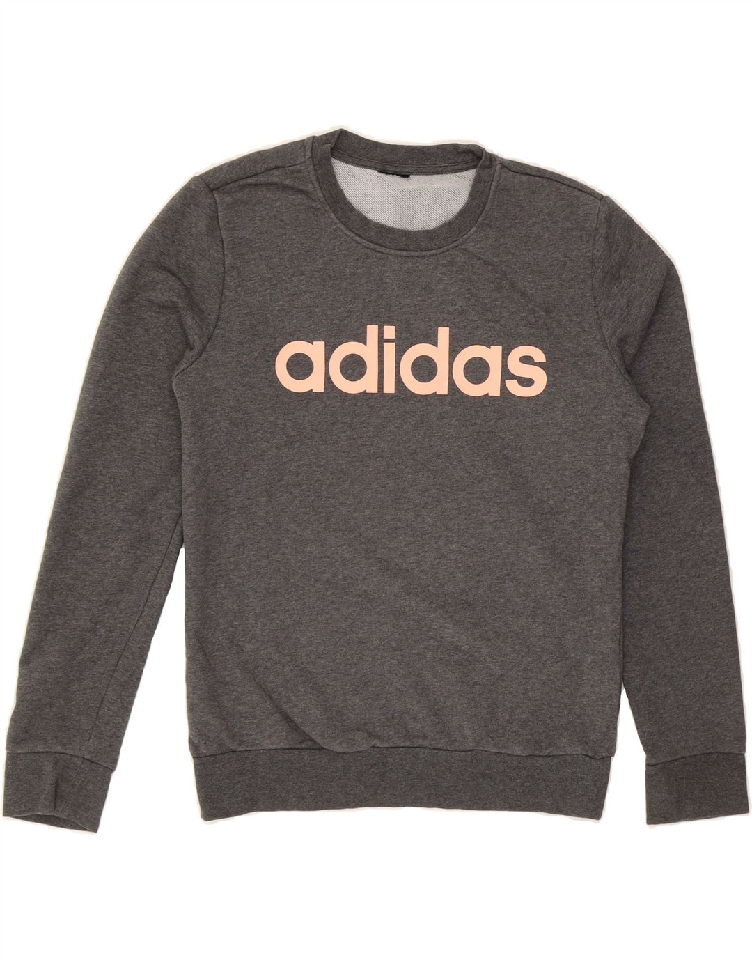 ADIDAS Womens Graphic Sweatshirt Jumper UK 10 Small Grey Cotton Vintage Adidas and Second-Hand Adidas from Messina Hembry 