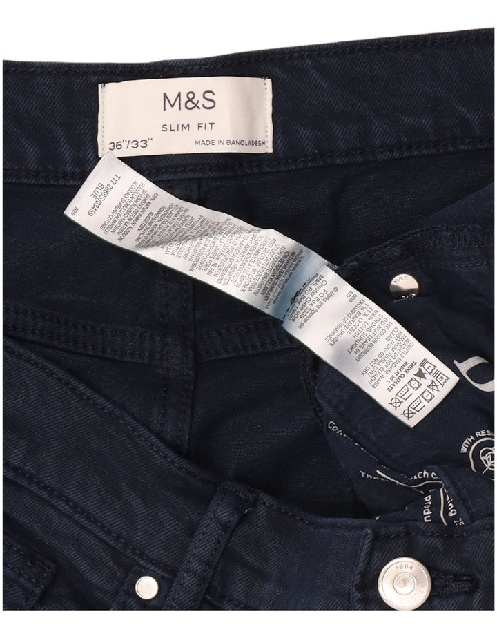 MARKS & SPENCER Mens Slim Jeans W36 L30 Navy Blue Cotton Classic