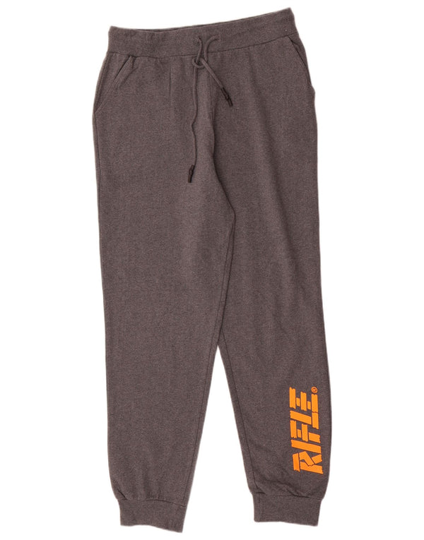 Rifle Mens Graphic Tracksuit Trousers Joggers XL Grey Flecked Cotton