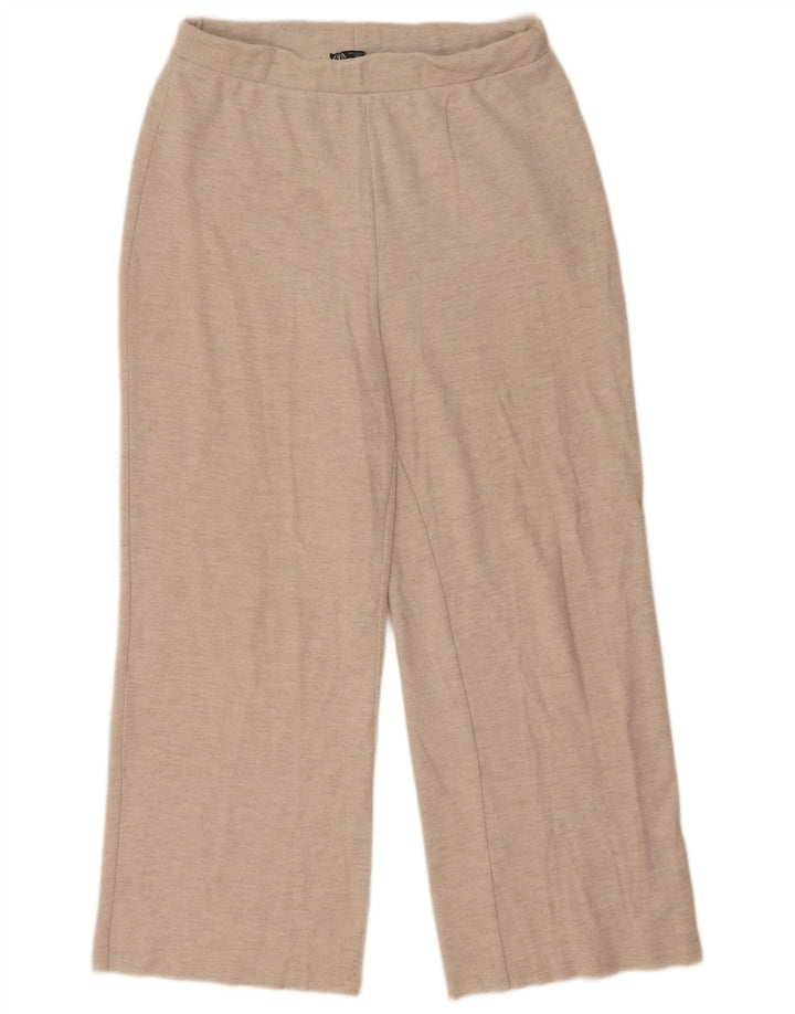 Zara Womens Tracksuit Trousers UK 14 Large Beige Polyester