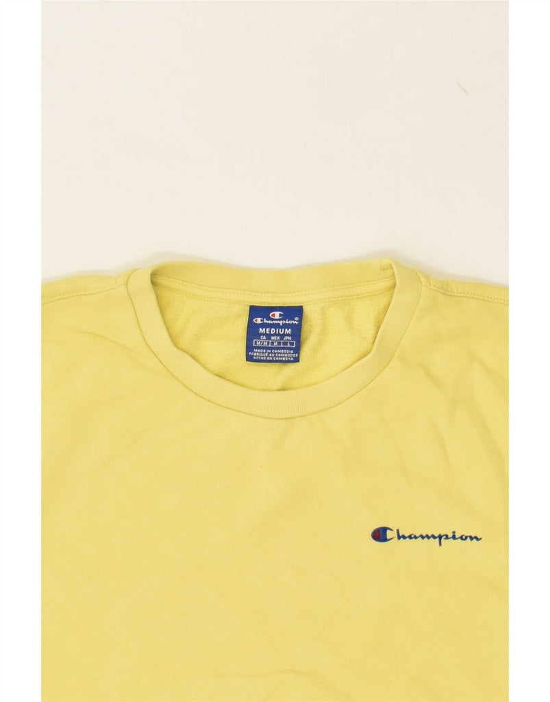 CHAMPION Mens Sweatshirt Jumper Medium Yellow Cotton | Vintage Champion | Thrift | Second-Hand Champion | Used Clothing | Messina Hembry 