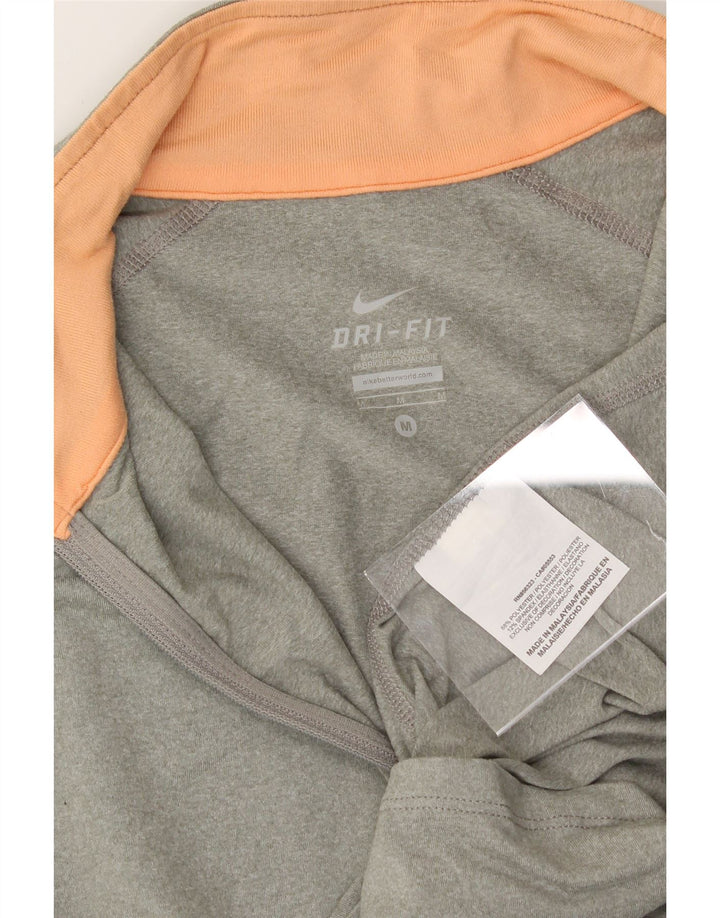 NIKE Womens Dri Fit Zip Neck Pullover Tracksuit Top UK 14 Medium Grey Vintage Nike and Second-Hand Nike from Messina Hembry 