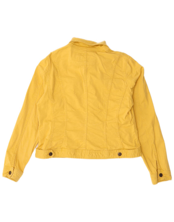 Laura Ashley Womens Crop Oversized Denim Jacket UK 14 Large Yellow Cotton