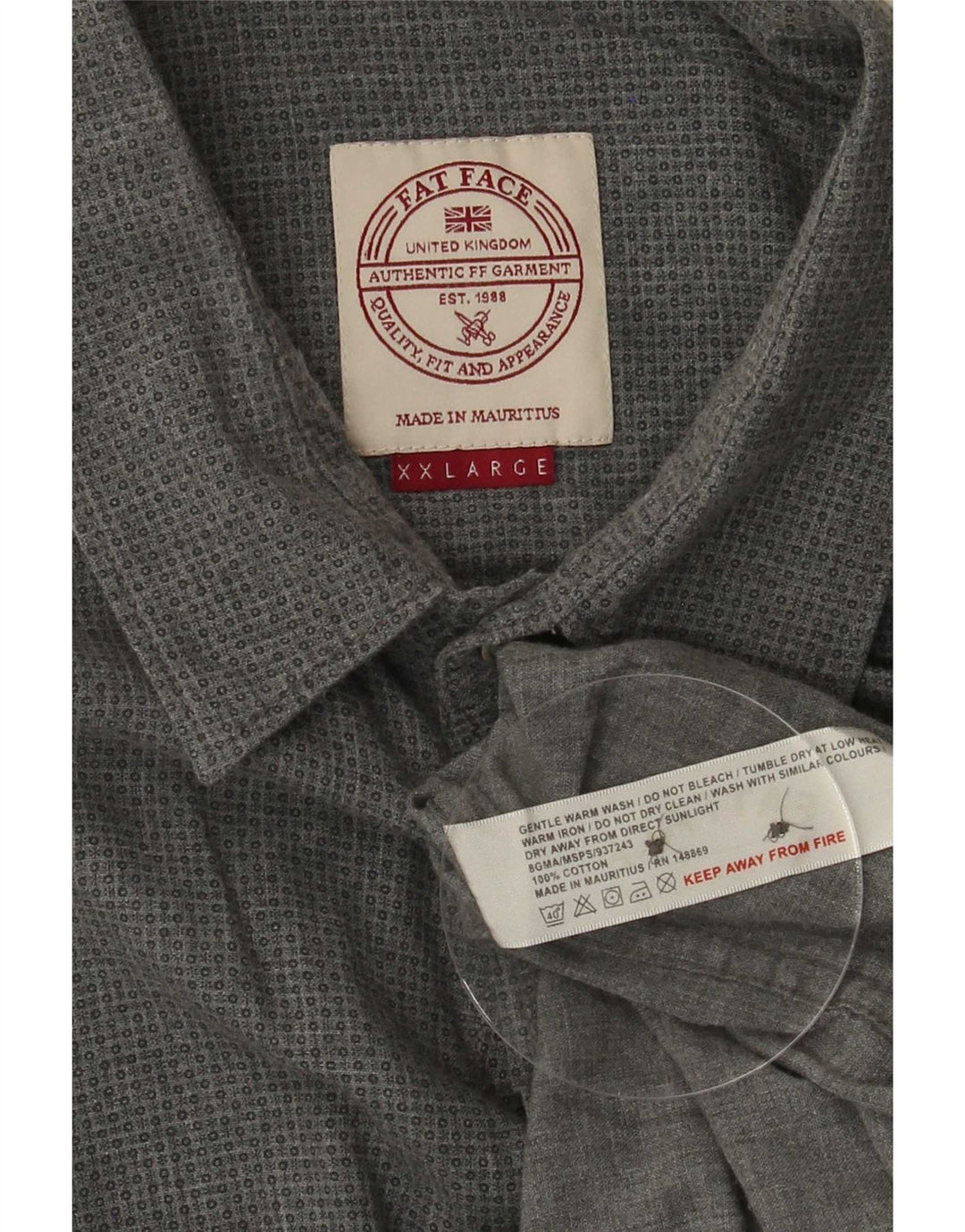 Fat Face Mens Shirt 2XL Grey Cotton