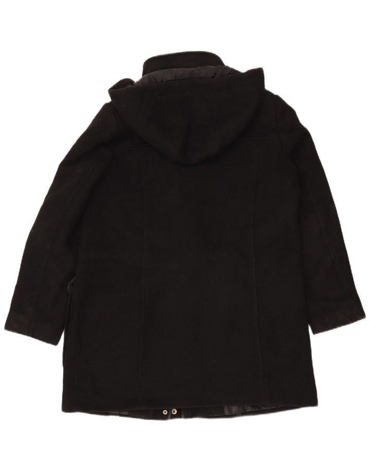 Marks & Spencer Womens Hooded Duffle Coat UK 12 Medium Black Polyester