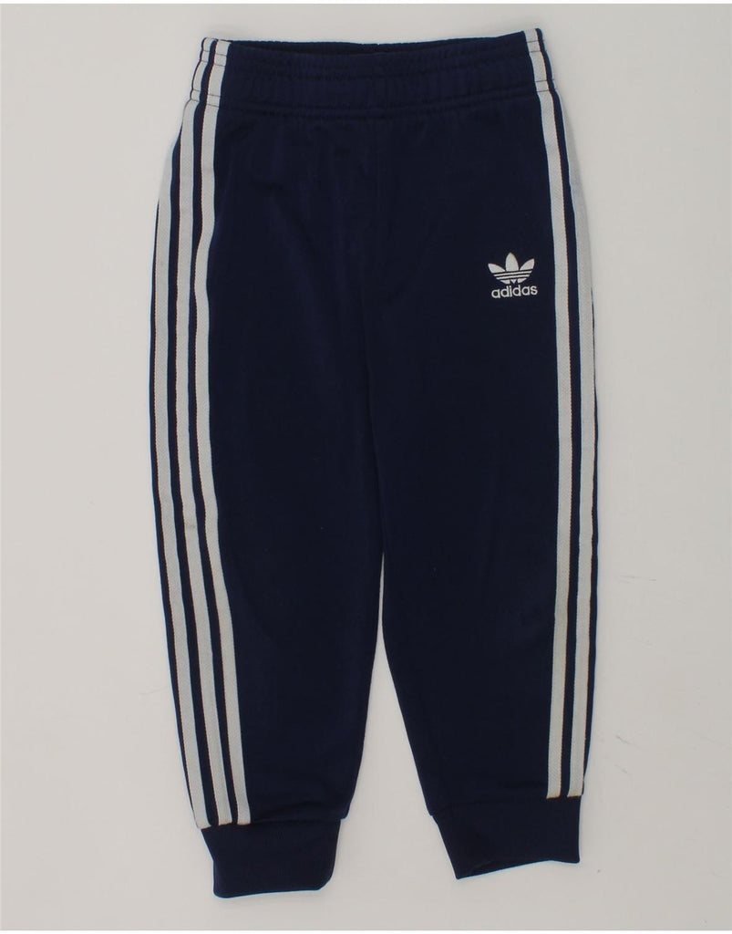 ADIDAS Boys Tracksuit Trousers Joggers 2-3 Years Navy Blue Polyester | Vintage Adidas | Thrift | Second-Hand Adidas | Used Clothing | Messina Hembry 