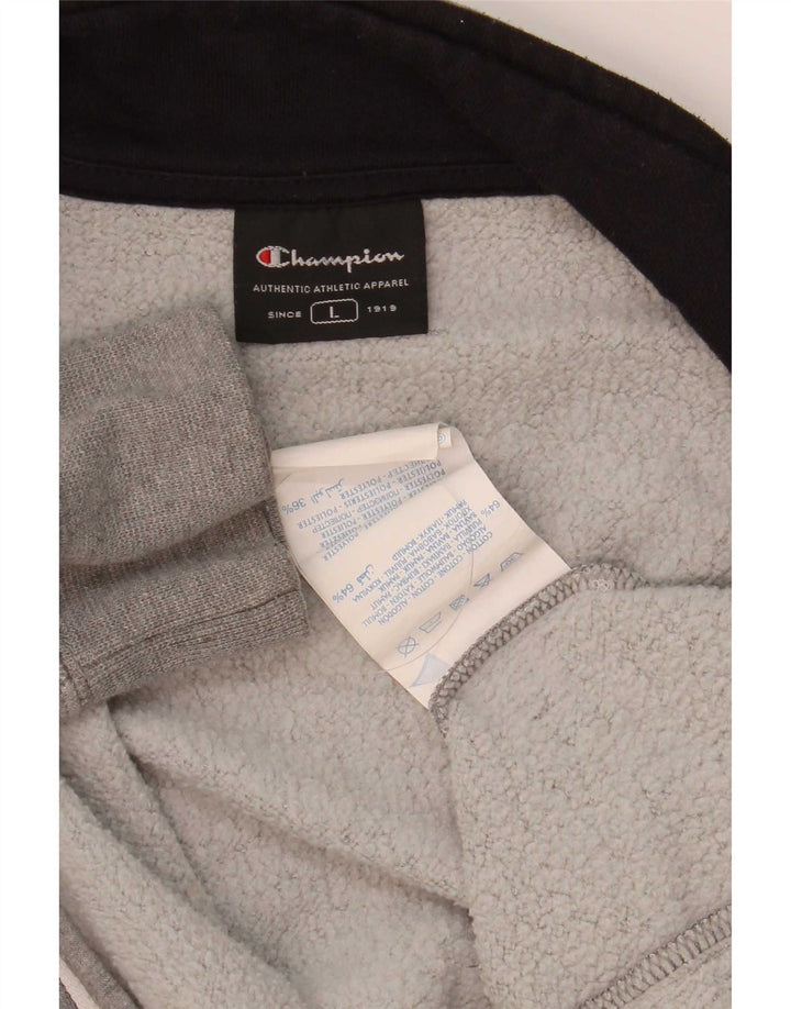 Champion Womens Tracksuit Top Jacket UK 16 Large Grey Flecked Cotton