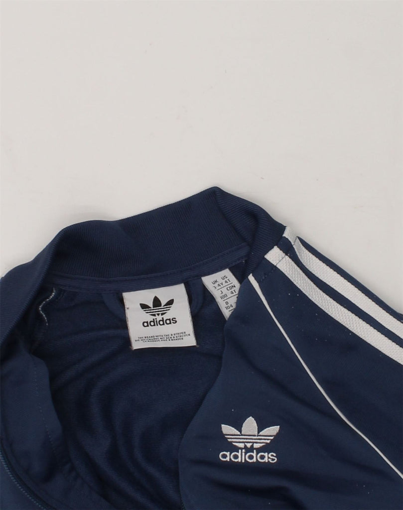 ADIDAS Boys Tracksuit Top Jacket 3-4 Years Navy Blue Polyester | Vintage Adidas | Thrift | Second-Hand Adidas | Used Clothing | Messina Hembry 