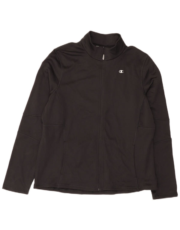Champion Womens Tracksuit Top Jacket UK 18 XL Black Polyester